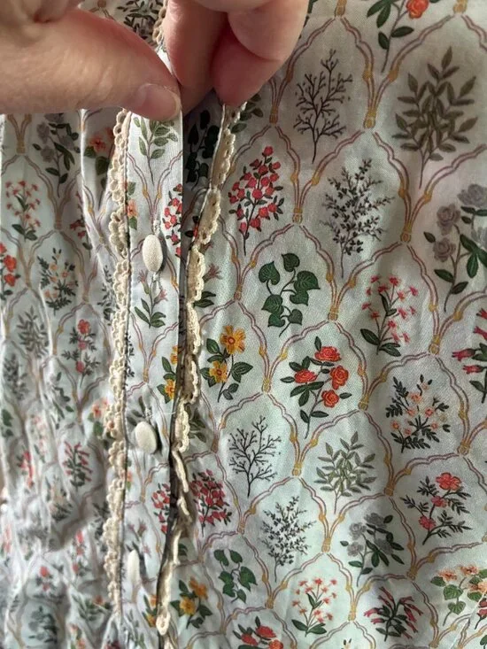 Ivy City Co Mae Dress Floral Lace Collar Puff Sleeve Cottagecore Size 14 - Picture 7 of 13